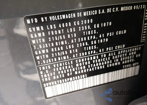 2023 Volkswagen Taos 1.5T Se z USA, uszkodzony, nr VIN 3VVVX7B25PM355201